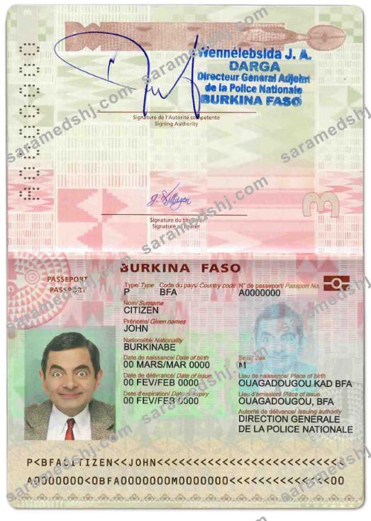 Burkina Faso passport template in PSD format, fully editable (2018 – present)